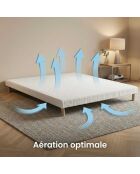 Ensemble matelas mousse haute résilience Callisto H29 cm accueil mémoire de forme, garnissage cachemiresommier blanc pieds de poule - 140x190 cm