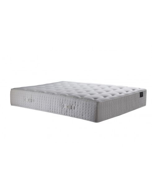 Ensemble matelas mousse haute résilience Callisto H29 cm accueil mémoire de forme, garnissage cachemiresommier blanc pieds de poule - 140x190 cm
