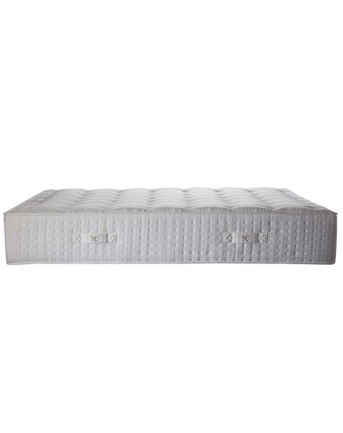 Ensemble matelas mousse haute résilience Callisto H29 cm accueil mémoire de forme, garnissage cachemiresommier blanc pieds de poule - 140x190 cm