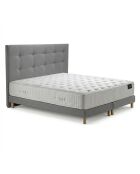Ensemble matelas mousse haute résilience Callisto H29 cm accueil mémoire de forme, garnissage cachemiresommier et tête de lit gris clair - 180x200 cm