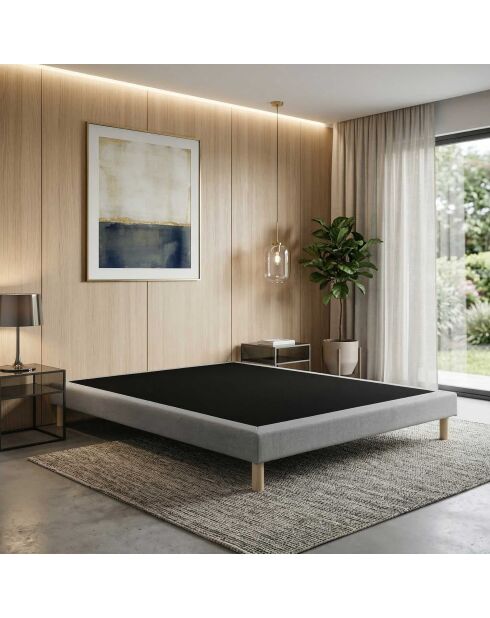 Gepolsterter Unterbau mit festen Latten, festes Bett, optimaler Halt, hellgrau - 140x200 cm