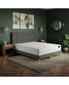 Federkernmatratzen-Set Selène mit Latexmatratze H26 cm, dunkelgrauem Boxspringbett und Kopfteil — 160x200 cm