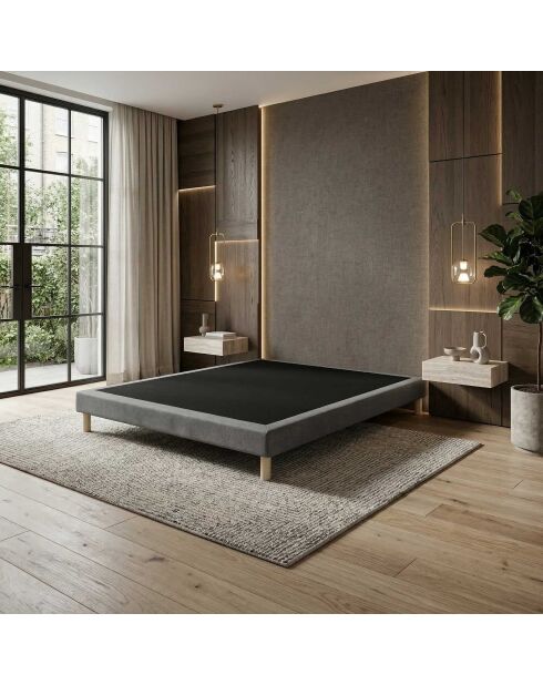 Sommier tapissier à lattes fixes couchage ferme soutien optimal gris foncé - 140x200 cm