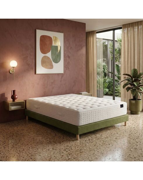 Set materassi a molle in memory foam Helios, imbottitura in cashmere, H31 cm, base verde - 140x190 cm