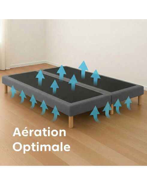 Ensemble matelas ressorts ensachés Comète H27 cm, sommier et tête de lit capitonnée gris foncé - 160x200 cm