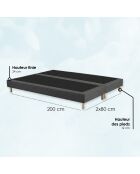 Ensemble Matelas ressorts ensachés et mémoire de forme Hecate H26 cm, tête de lit capitonnée, garnissage cachemire, sommier gris foncé - 160x200 cm