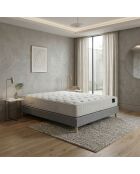 Ensemble matelas ressorts ensachés Artemis 2 mémoire de forme, garnissage cachemire, H26 cm, sommier gris clair - 140x200 cm