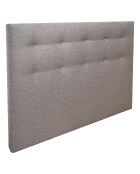 Juego de somieres con lamas fijas y cabecera tapizada en gris claro - 180x200 cm