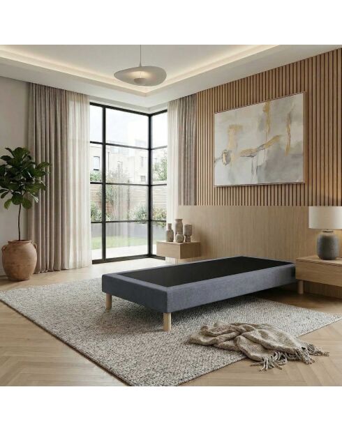 Sommier tapissier à lattes fixes couchage ferme soutien optimal bleu - 90x200 cm