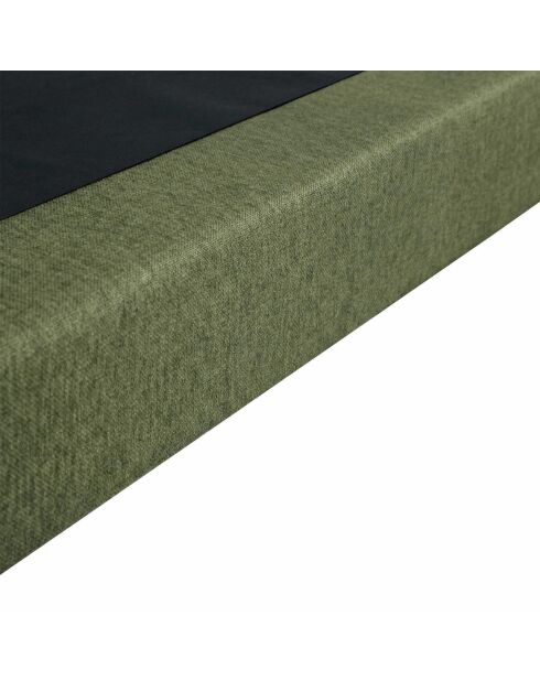 Ensemble sommier tapissier à lattes fixes et tête de lit capitonnée vert - 140x190 cm