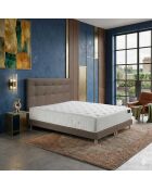 Ensemble matelas mousse haute résilience Callisto H29 cm accueil mémoire de forme, garnissage cachemiresommier et tête de lit taupe - 180x200 cm