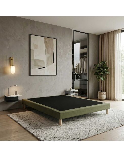 Base imbottita con doghe fisse, letto rigido, supporto ottimale - verde - 140x190 cm