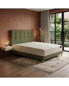 Ensemble matelas mousse haute résilience Callisto H29 cm accueil mémoire de forme, garnissage cachemiresommier et tête de lit vert - 140x200 cm
