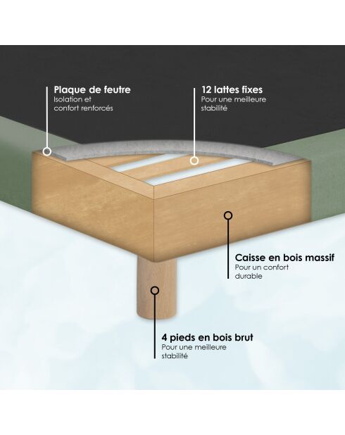 Ensemble matelas mousse haute résilience Callisto H29 cm accueil mémoire de forme, garnissage cachemiresommier et tête de lit vert - 140x200 cm