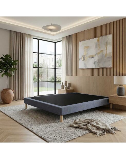 Sommier tapissier à lattes fixes couchage ferme soutien optimal bleu - 140x200 cm