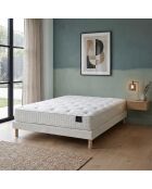 Ensemble matelas ressorts ensachés Selène 2 accueil latex H26 cm, sommiers blanc pieds de poule - 140x200 cm