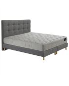 Federkernmatratzen-Set Selène mit Latexmatratze H26 cm, hellgrauem Boxspringbett und Kopfteil — 160x200 cm
