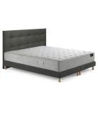 Ensemble matelas ressorts Pulsar mémoire de forme, garnissage cachemire, H27 cm, sommier et tête de lit gris foncé - 140x190 cm