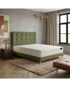 Ensemble matelas ressorts Helios mémoire de forme, garnissage cachemire, H31 cm, sommier et tête de lit vert - 140x190 cm