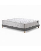 Ensemble matelas mousse haute résilience Callisto H29 cm accueil mémoire de forme, garnissage cachemiresommier gris clair - 140x190 cm