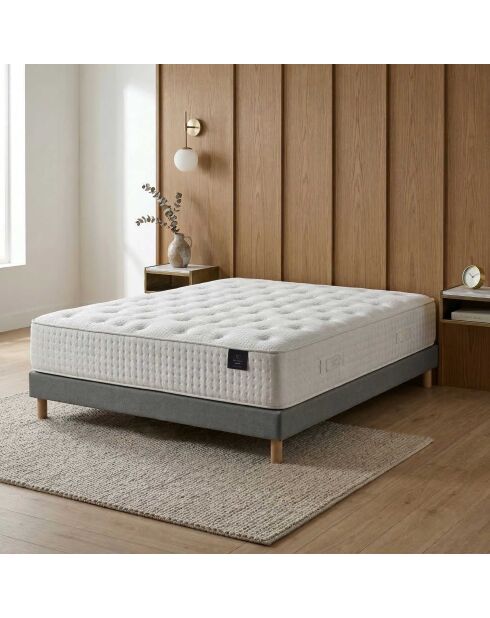 Ensemble matelas mousse haute résilience Callisto H29 cm accueil mémoire de forme, garnissage cachemiresommier gris clair - 140x190 cm