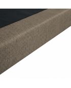 Ensemble sommier tapissier à lattes fixes et tête de lit capitonnée taupe - 180x200 cm