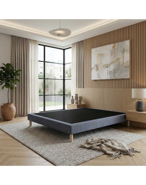 Sommier tapissier à lattes fixes couchage ferme soutien optimal bleu - 140x190 cm