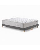 Helios Federkernmatratzen-Set aus Memoryschaum, Kaschmirfüllung, H31 cm, hellgraues Boxspringbett — 160x200 cm