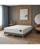 Helios Federkernmatratzen-Set aus Memoryschaum, Kaschmirfüllung, H31 cm, hellgraues Boxspringbett — 160x200 cm