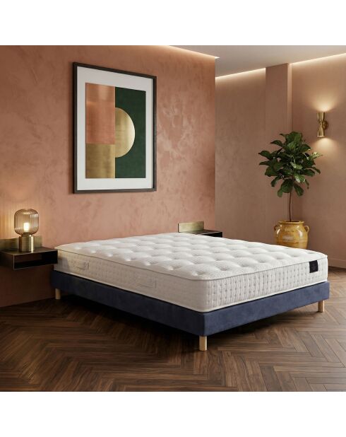 Ensemble matelas ressorts ensachés Hecate 2 H26 cm, sommier bleu - 140x200 cm
