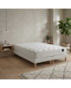 Ensemble matelas ressorts Pulsar mémoire de forme, garnissage cachemire, H27 cm, sommiers blanc pieds de poule - 160x200 cm