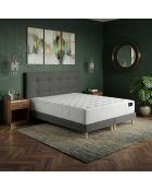 Federkernmatratzen-Set Selène mit Latexmatratze H26 cm, dunkelgrauem Boxspringbett und Kopfteil — 180x200 cm