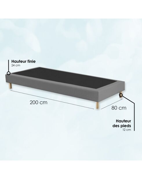 Gepolsterter Unterbau mit festen Latten, festes Bett, optimaler Halt, hellgrau - 80x200 cm