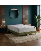 Ensemble matelas ressorts Pulsar mémoire de forme, garnissage cachemire, H27 cm, sommier vert - 180x200 cm