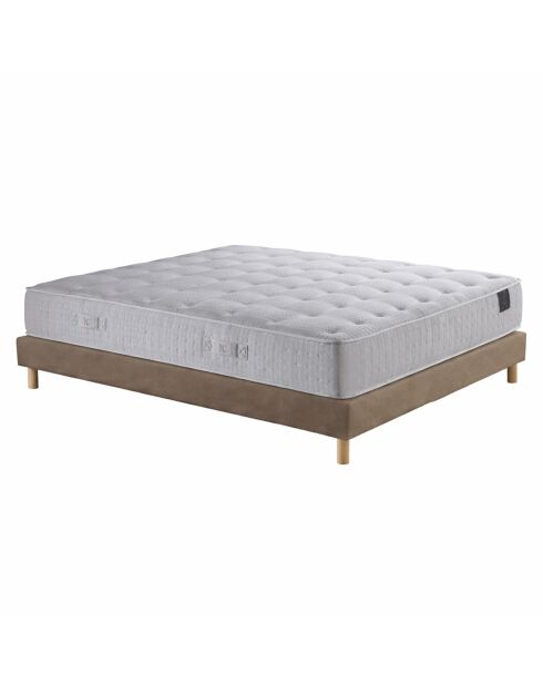Ensemble matelas ressorts ensachés Comète H27 cm, sommier taupe - 140x200 cm