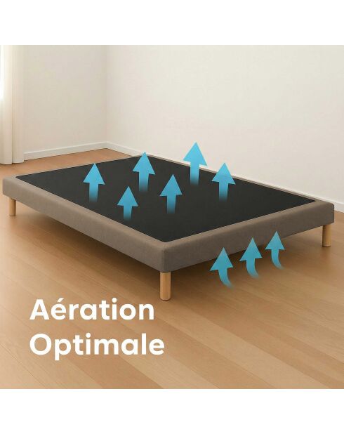 Ensemble matelas ressorts ensachés Comète H27 cm, sommier taupe - 140x200 cm