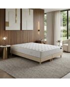 Ensemble matelas ressorts Pulsar mémoire de forme, garnissage cachemire, H27 cm, sommier beige - 160x200 cm
