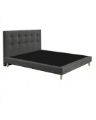 Ensemble sommier tapissier à lattes fixes anthracite et tête de lit capitonnée gris foncé - 140x190 cm