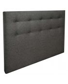 Ensemble sommier tapissier à lattes fixes anthracite et tête de lit capitonnée gris foncé - 140x190 cm