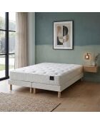 Ensemble matelas ressorts ensachés Selène 2 accueil latex H26 cm, sommiers blanc pieds de poule - 160x200 cm