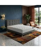 Ensemble Matelas ressorts ensachés mémoire de forme Hecate H26 cm, garnissage cachemire, tête de lit capitonnée, sommier gris foncé - 140x200 cm