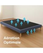 Ensemble matelas ressorts Pulsar mémoire de forme, garnissage cachemire, H27 cm, sommier bleu - 140x200 cm