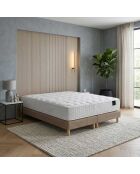 Ensemble matelas ressorts Pulsar mémoire de forme, garnissage cachemire, H27 cm, sommier taupe - 160x200 cm