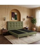 Ensemble sommier tapissier à lattes fixes et tête de lit capitonnée vert - 160x200 cm