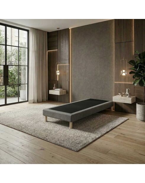 Base tapizada con listones fijos, sueño firme, soporte óptimo, gris oscuro - 80x200 cm