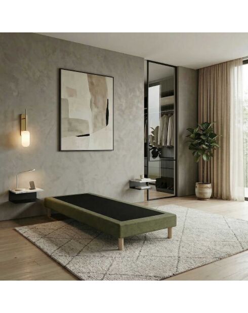 Base imbottita con doghe fisse, letto rigido, supporto ottimale - verde - 90x200 cm