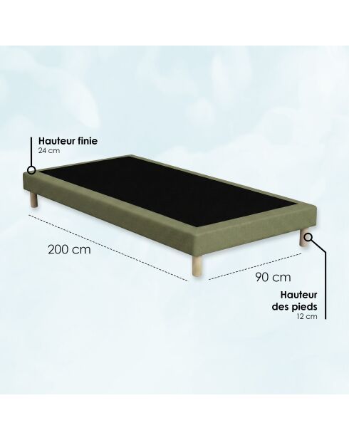 Base imbottita con doghe fisse, letto rigido, supporto ottimale - verde - 90x200 cm