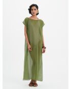 Olivgrünes Oversize-Baumwollkleid Leone
