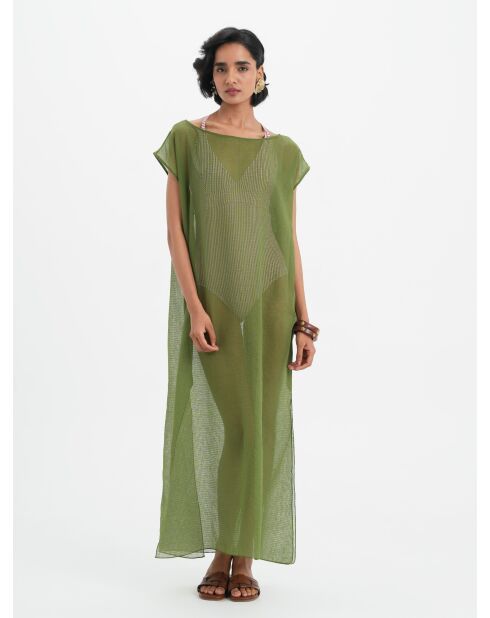 Olivgrünes Oversize-Baumwollkleid Leone