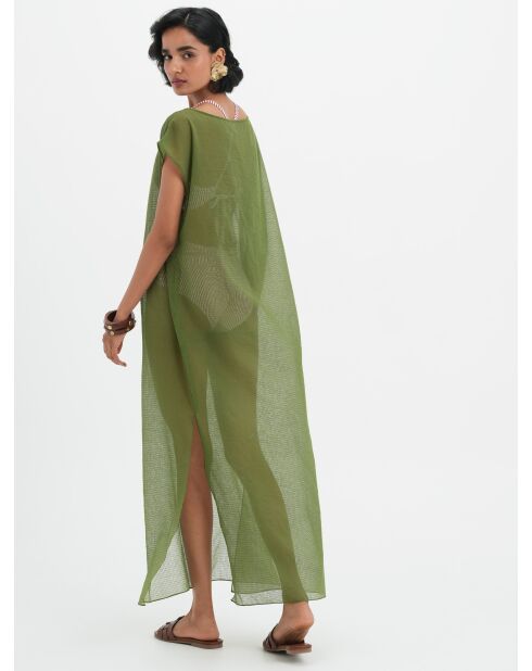 Olivgrünes Oversize-Baumwollkleid Leone